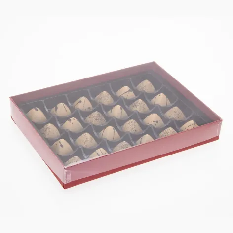 24 Choc Board Base & Clear Lid; Chilli Red